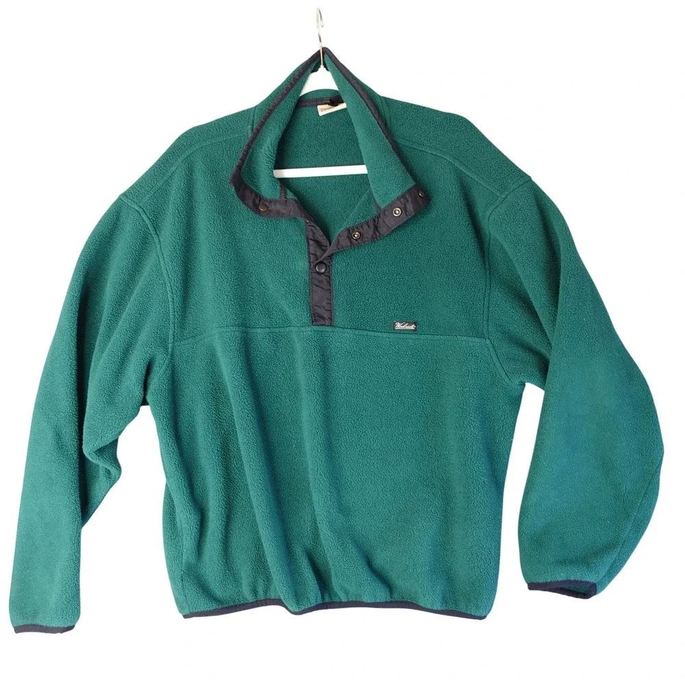 Vintage 90s Woolrich Fleece Pullover Mens Large Green Polartec 1/4 Snap Gorpcore